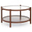 Costway 78cm Round Coffee Table Solid Wood Circle Table w/Tempered Glass Top 3
