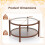 Costway 78cm Round Coffee Table Solid Wood Circle Table w/Tempered Glass Top 2