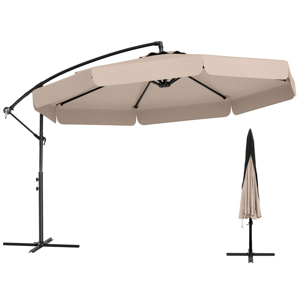 290 cm Offset Hanging Parasol with Cover Patio Cantilever Umbrell-Beige
