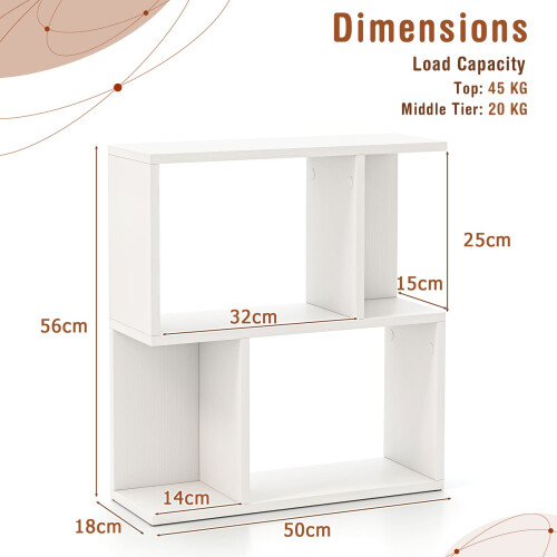 Costway 3-Tier Bookshelf Display Shelf for Small Space Freestanding Side Table White 1