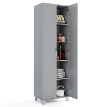 Double Door Tall Storage Cabinet Freestanding Pantry Cabinet with Adjustable Shelf-Grey