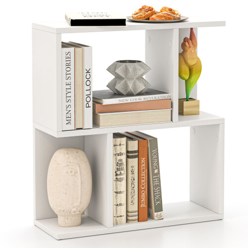 Costway 3-Tier Bookshelf Display Shelf for Small Space Freestanding Side Table White