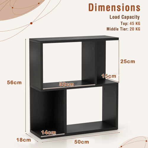 Costway 3-Tier Bookshelf Display Shelf Home Office Freestanding Side Table Black 1