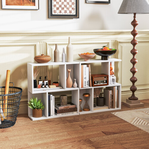 Costway 3-Tier Bookshelf Display Shelf for Small Space Freestanding Side Table White 2