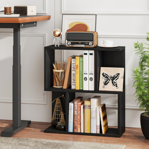 Costway 3-Tier Bookshelf Display Shelf Home Office Freestanding Side Table Black 2
