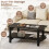 Costway 2-Tier Coffee Table Slatted Wood Center Table with Storage Shelf-Black 4