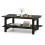 Costway 2-Tier Coffee Table Slatted Wood Center Table with Storage Shelf-Black 1