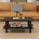Costway 2-Tier Coffee Table Slatted Wood Center Table with Storage Shelf-Black 5