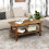 Costway 2-Tier Coffee Table Slatted Wood Center Table with Storage Shelf-Walnut 3