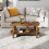 Costway 2-Tier Coffee Table Slatted Wood Center Table with Storage Shelf-Walnut 7