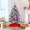 Costway 4.5 FT Pre-Lit Artificial Christmas Tree Snow-flocked Xmas Tree With 8 LED Modes 3