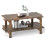 Costway 2-Tier Coffee Table Slatted Wood Center Table with Storage Shelf-Walnut 1