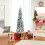 Costway 5 FT Pre-Lit Artificial Christmas Tree Snow-Flocked Slim Pencil Christmas Tree 4