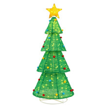 190 CM Collapsible Christmas Tree Tinsel Pre-lit Christmas Decoration