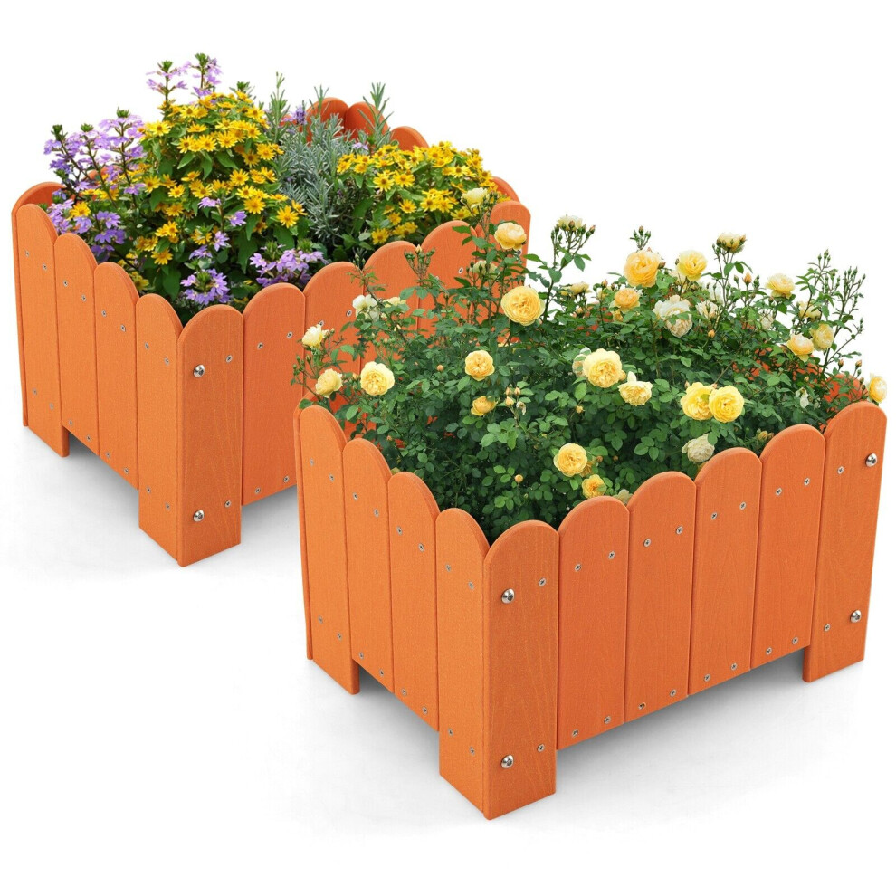2 Pack Rectangular Planter Box HDPE Flower Pot Raised Garden Bed for Vegetables