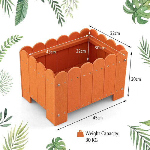 Costway 2 Pack Rectangular Planter Box HDPE Flower Pot Raised Garden Bed for Vegetables 1