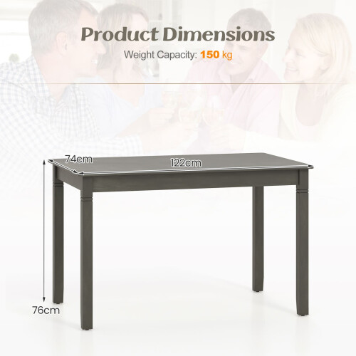 Costway Wooden Dining Table for 4 People 122cm Rectangular Kitchen Table-Gray 1