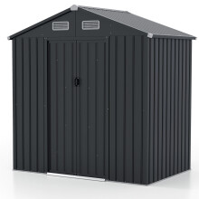 6 X 4 FT Galvanized Metal Garden Storage Shed All-Weather Utility Tool House
