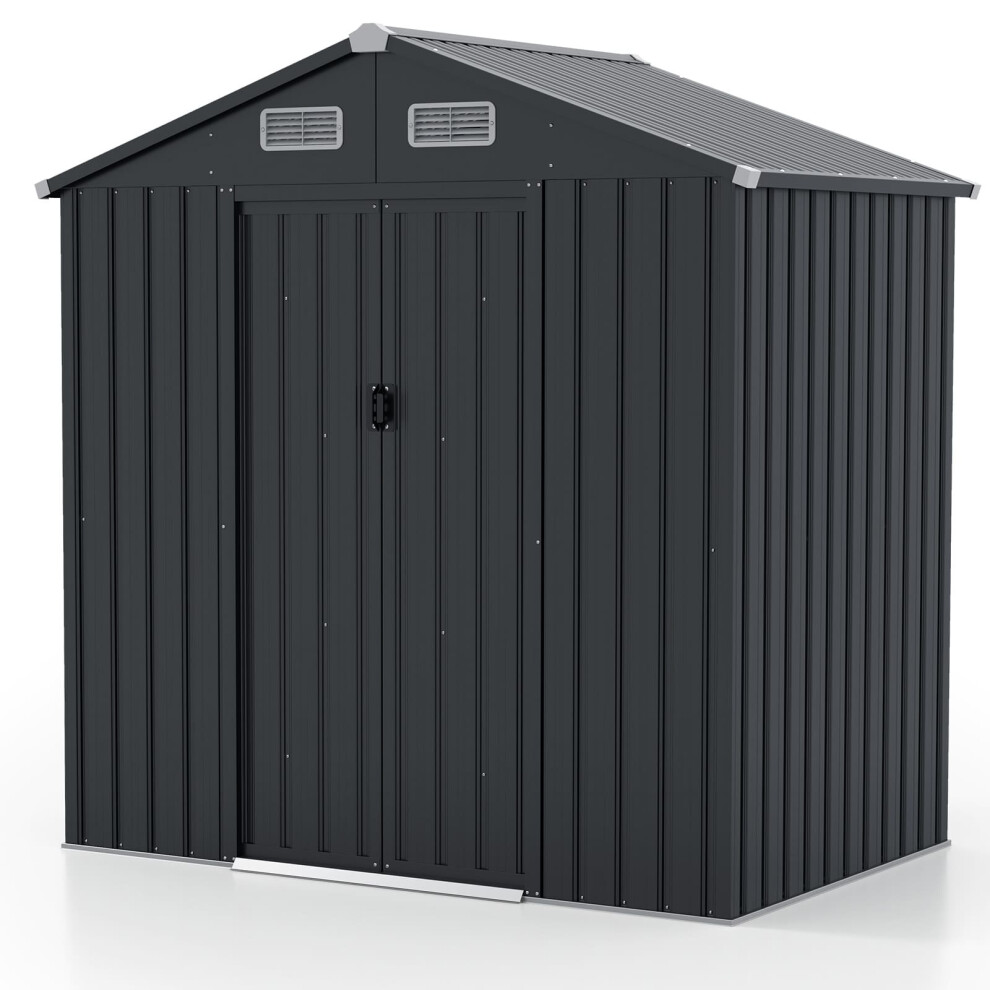6 X 4 FT Galvanized Metal Garden Storage Shed All-Weather Utility Tool House