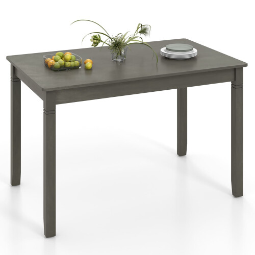 Costway Wooden Dining Table for 4 People 122cm Rectangular Kitchen Table-Gray