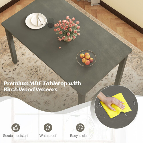 Costway Wooden Dining Table for 4 People 122cm Rectangular Kitchen Table-Gray 2