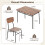 Costway 5Pcs Wood Square Kitchen Table & Chair Set Dining Table Set for 4-Brown 2