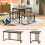 Costway 4-Piece Dining Table Set Industrial Dining Table W/ Bench & 2 Stools 3