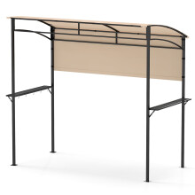 239 x 108 cm Grill Gazebo Outdoor Patio BBQ Canopy w/ Metal Shelves-Beige