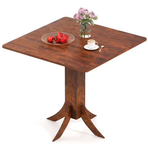 Costway 33" Wooden Kitchen Table Square Dining Table w/ Pedestal Base-Walnut