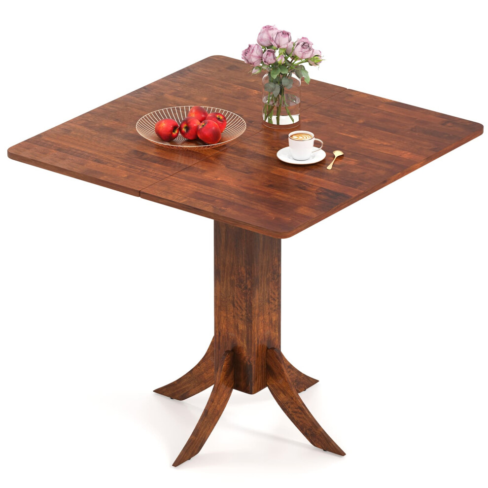 33" Wooden Kitchen Table Square Dining Table w/ Pedestal Base-Walnut