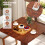 Costway 33" Wooden Kitchen Table Square Dining Table w/ Pedestal Base-Walnut 4
