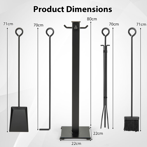 Costway 5 Pieces Fireplace Tools Set 81cm Modern Metal Fireside Accessories 1