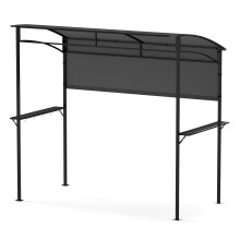 239 x 108 cm Grill Gazebo Outdoor Patio BBQ Canopy w/ Metal Shelves-Grey