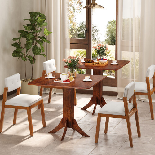 Costway 33" Wooden Kitchen Table Square Dining Table w/ Pedestal Base-Walnut 1