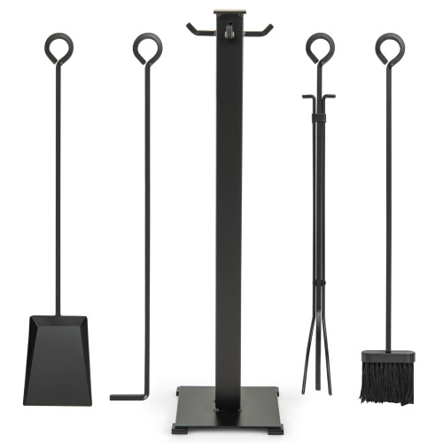 Costway 5 Pieces Fireplace Tools Set 81cm Modern Metal Fireside Accessories