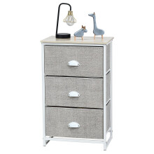 3-Drawer Fabric Dresser Metal Frame Chest of Drawers Nightstand