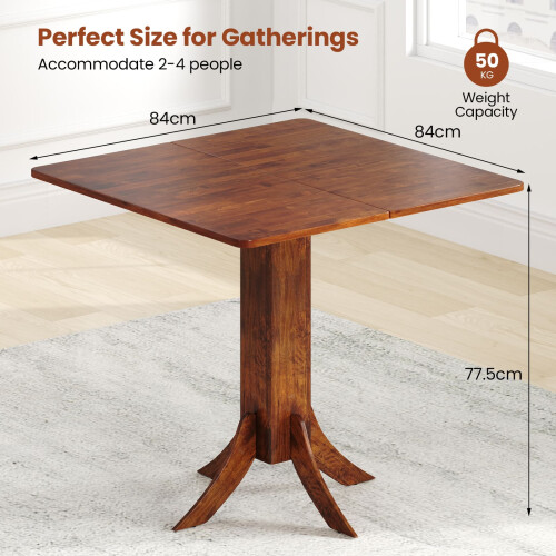Costway 33" Wooden Kitchen Table Square Dining Table w/ Pedestal Base-Walnut 2