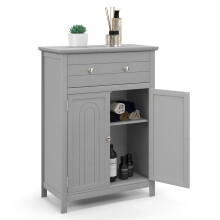 Bathroom Floor Cabinet Freestanding Storage Cupboard with Double Door-Grey