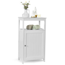 Bathroom Floor Cabinet Single Door Floor Cabinet with Shelf-White