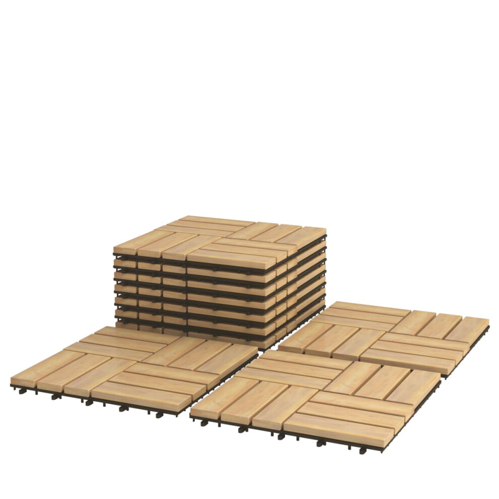 10 PCS Wood Tiles Acacia Wood Interlocking Floor Tiles 30 x 30cm