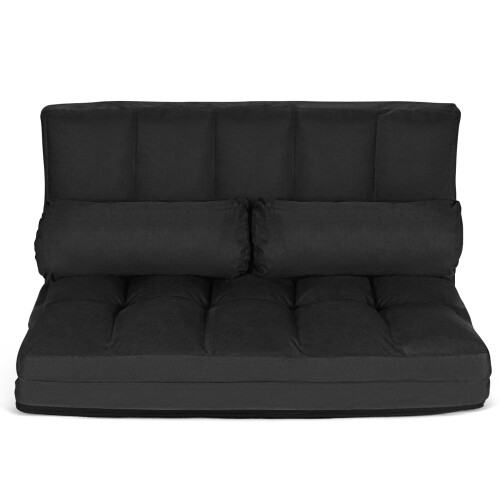Costway Adjustable Floor Sofa 6-Position Foldable Lazy Sofa Bed-Black