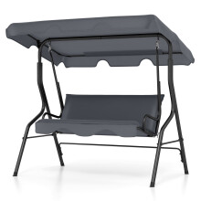 3-Seater Canopy Swing Chair Waterproof Swing Cushioned Seat-Grey