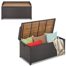 170L Outdoor Storage Bench Mix Brown Rattan Storage Container