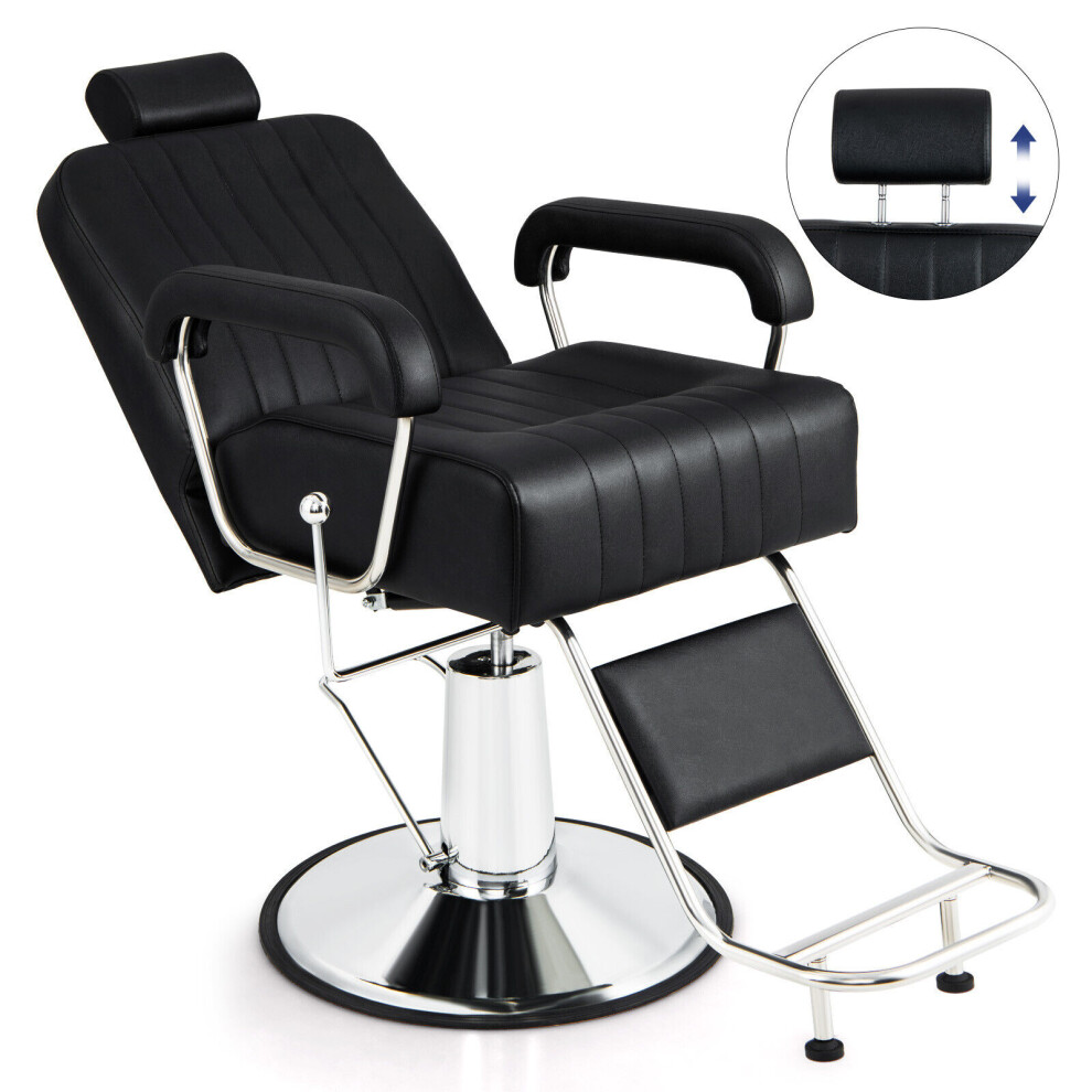 Hydraulic Barber Chair Salon Chair Height Adjustable 360 Swivel Reclining Back