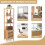 Costway Bamboo Floor Storage Cabinet 140cm Standing Organizer Cabinet Natural 5