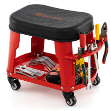 Garage Rolling Stool Mechanic Automotive Creeper Seat w/Storage-Red