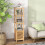 Costway Bamboo Floor Storage Cabinet 140cm Standing Organizer Cabinet Natural 6
