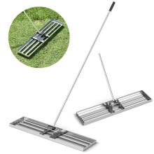 106 cm Lawn Leveling Rake Heavy Duty Level Lawn Tool w/ Handle for Soil-Silver