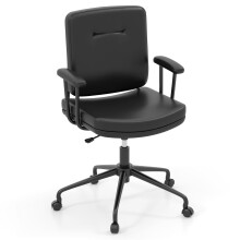 Home Office Chair Small Desk Chair w/ Adjustable Height & Wheels-Black