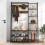 Costway Hall Tree with Storage Bench Industrial Coat Rack Shoe Bench w/ 9 Hooks 6